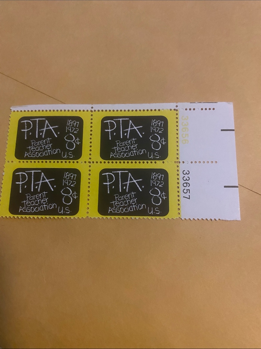Yellow PTA Parent Teacher Association Stamp Sheet